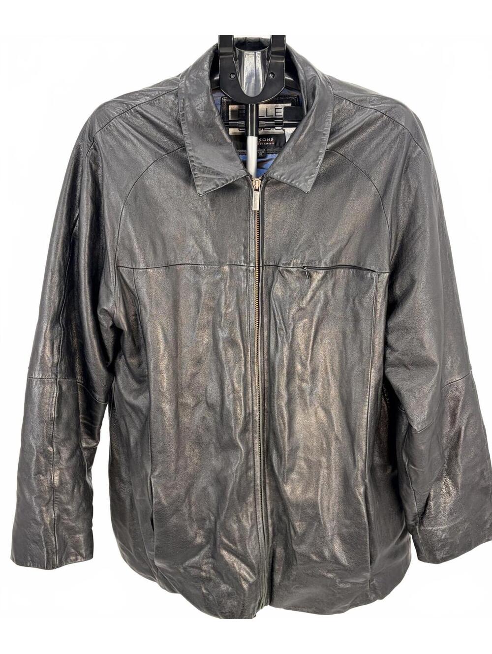 Pelle Studio Leather Jacket Black Zippered Vintage Style XLarge